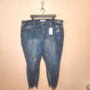 Torrid High Rise Straight Santa Fe Distressed Button Fly Denim Jeans